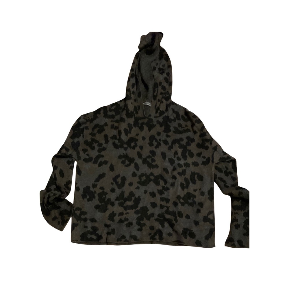 Anthropologie Hooded Sweater Knit Leopard Print Womens Size Small